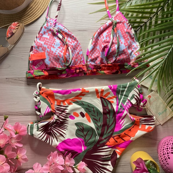 Maaji 🌺 Reversible Colorful Tropic Nature Bikini Set 👙🍉🔥☀️🦜🌴💕 - Picture 3 of 12